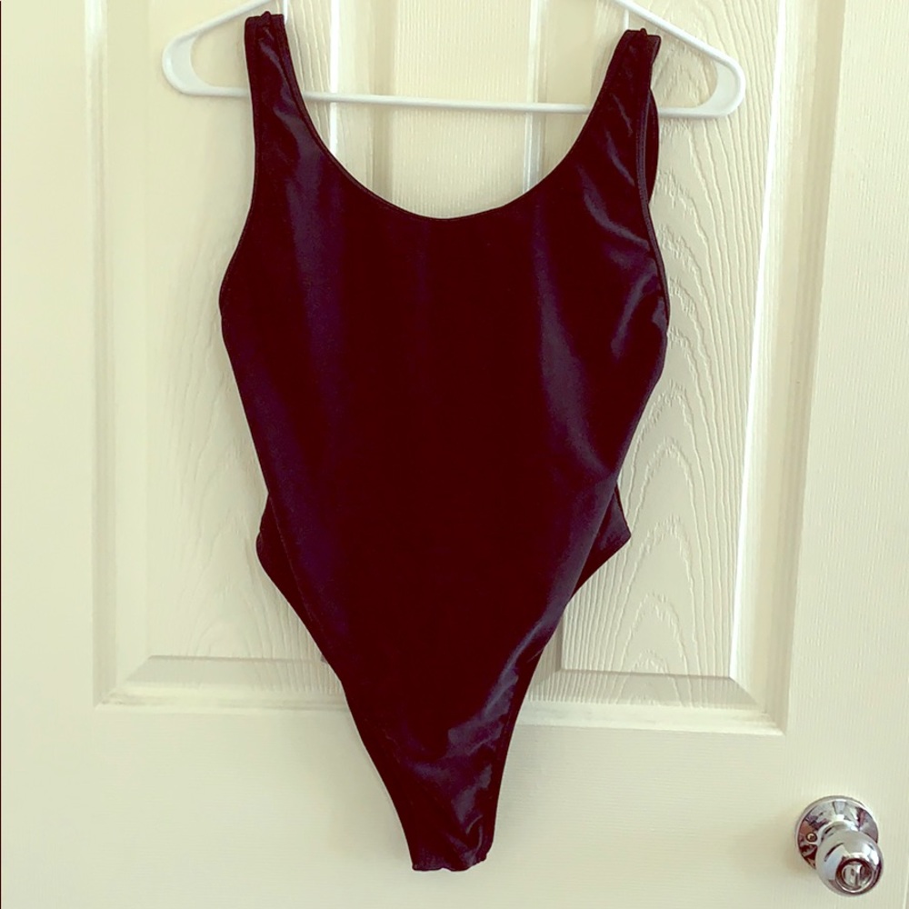 Plain Black Bathing Suit One Piece